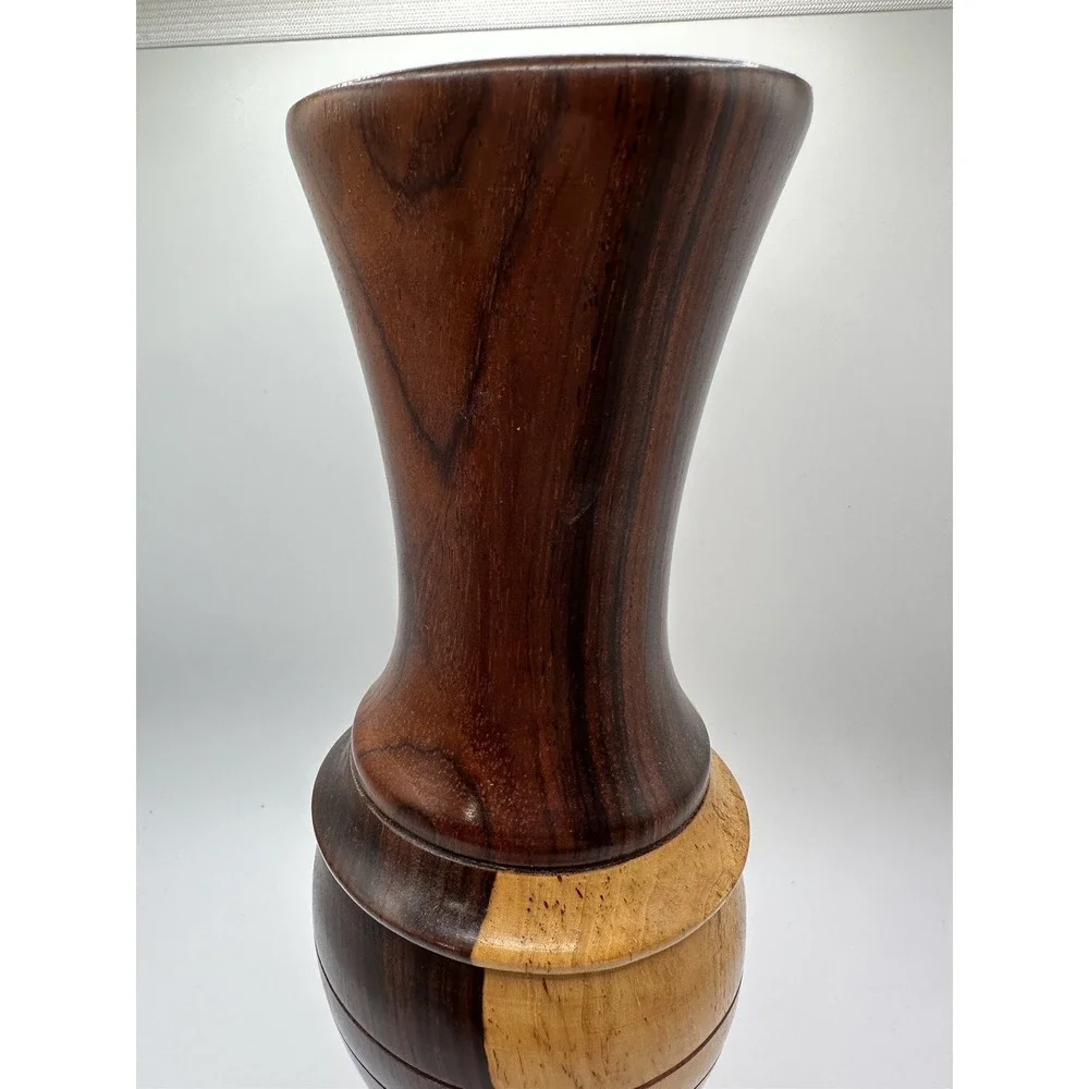 Vintage Multitone Solid Wood Hand Crafted‎ Turned Footed Bud Vase 6
